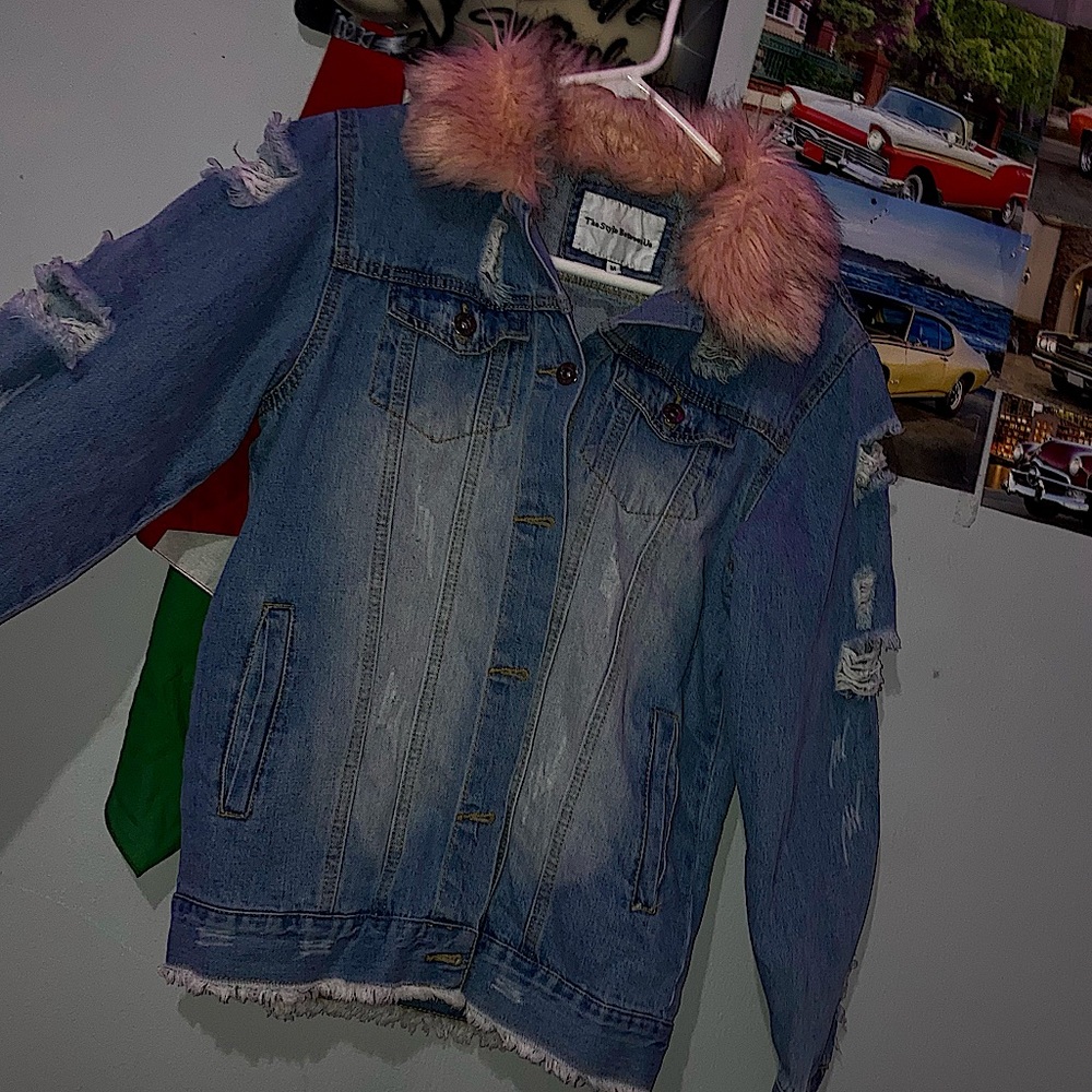 Denim Jacket W/ Faux Fur